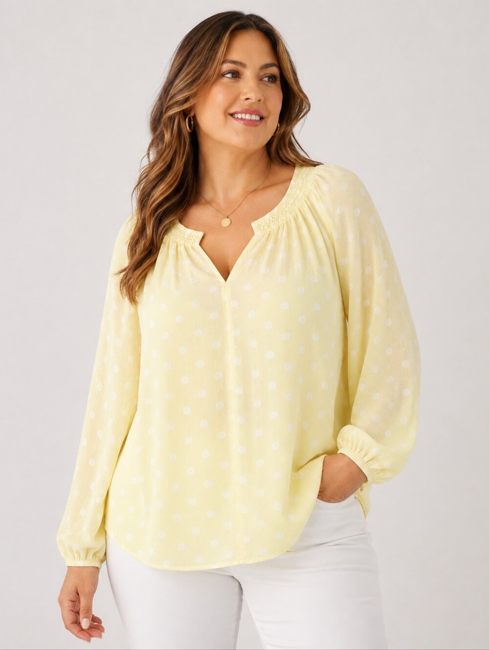 LANE BRYANT SUNSHINE POLKA DOT TOP SZ 1X 14 16